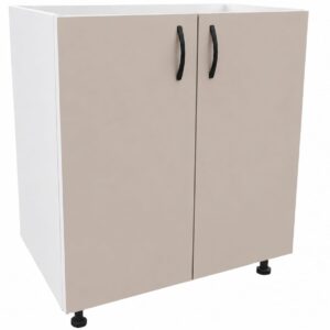 Masca chiuveta bucatarie, 2 usi, pal, corp alb, usi cu inchidere silentioasa, bej nisip, 80 x 56 x 86 cm